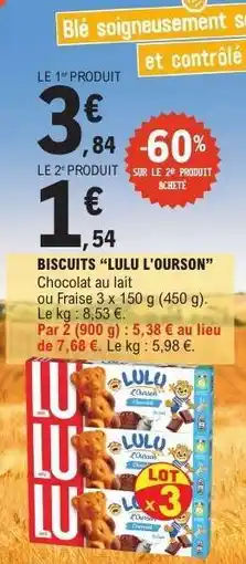 E.Leclerc BISCUITS 'LULU L'OURSON' offre