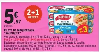 E.Leclerc FILETS DE MAQUEREAUX 'SAUPIQUET' offre