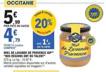 E.Leclerc Miel de Lavande de Provence IGP offre