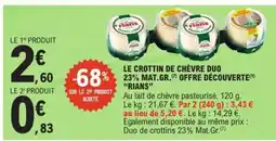E.Leclerc LE CROTTIN DE CHÈVRE DUO 23% MAT.GR. OFFRE DÉCOUVERTE 'RIANS' offre