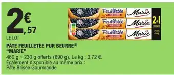 E.Leclerc Pâte Feuilletée Pur Beurre Marie offre