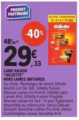 E.Leclerc LAME RASOIR “GILLETTE” offre
