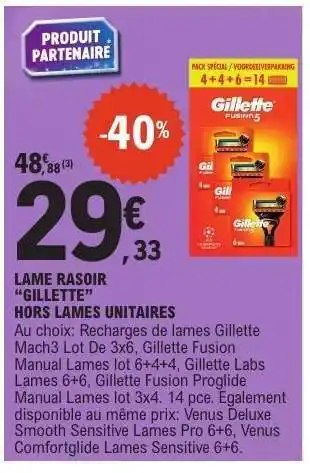 E.Leclerc LAME RASOIR “GILLETTE” offre