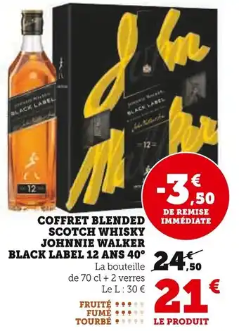 Super U Coffret blended scotch whisky johnnie walker black label offre