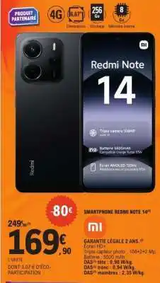 E.Leclerc Smartphone redmi note 14 offre