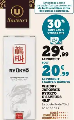 Super U Whisky japonais ryukyo u saveurs offre