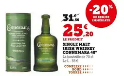Super U Single malt irish whiskey connemara 40° offre