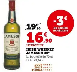 Super U Irish whiskey jameson 40° offre
