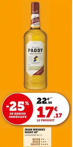 Super U Irish whiskey paddy 40° offre