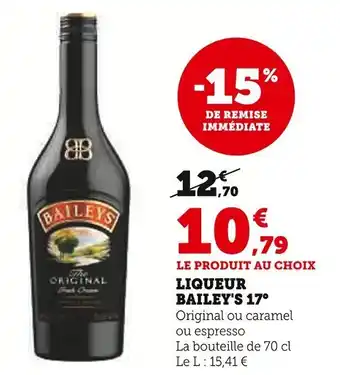Super U Liqueur bailey's 17° offre