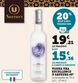 Super U Vodka vka excellence u saveurs 40° offre