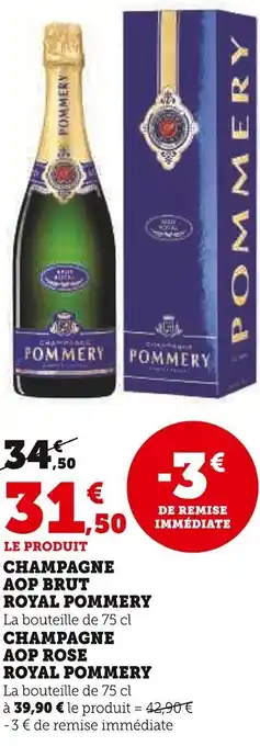 Super U Champagne aop brut royal pommery offre