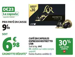 Auchan Café en capsules espresso ristretto l'or offre
