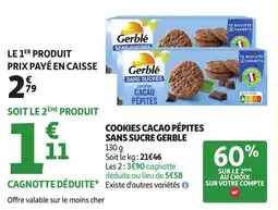 Auchan Cookies cacao pépites sans sucre gerble offre