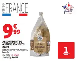Auchan Assortiment de 4 saucissons secs ogier offre