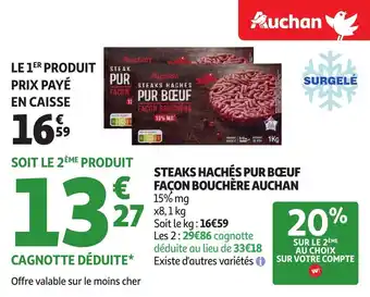 Auchan Steaks hachés pur bœuf façon bouchère auchan offre