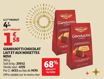 Auchan Gianduiotti chocolat lait et aux noisettes novi offre