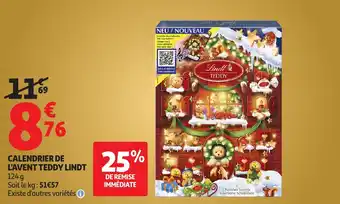 Auchan Calendrier de l'avent teddy lindt offre