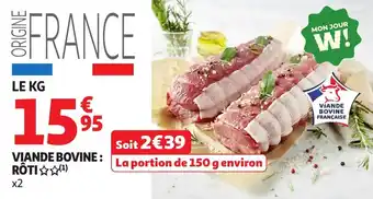 Auchan Viande bovine rôti offre