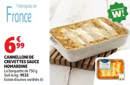 Auchan Cannelloni de crevettes sauce homardine offre