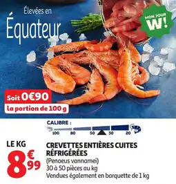 Auchan Crevettes entières cuites réfrigérées offre