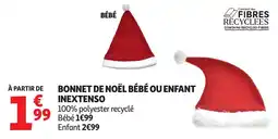 Auchan Bonnet de noël bébé ou enfant inextenso offre