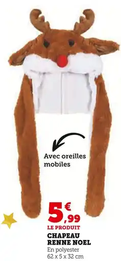 Hyper U Chapeau renne noel offre
