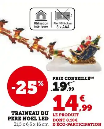 Hyper U Traîneau du Père Noël LED offre