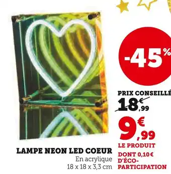 Hyper U Lampe neon led coeur offre