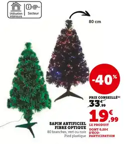 Hyper U Sapin artificiel fibre optique offre