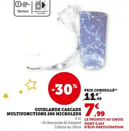 Hyper U Guirlande cascade multifonctions 200 microleds offre