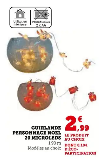 Hyper U Guirlande personnage noël 20 microleds offre