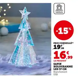 Hyper U Sapin hologramme led 37 cm offre