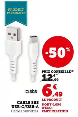 Hyper U SBS Cable USB-C/USB-A offre