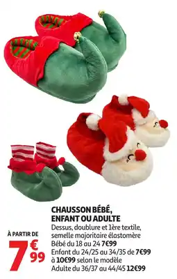 Auchan Chausson bébé enfant ou adulte offre