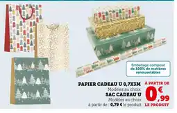 Hyper U U Papier cadeau 0,7x3m offre
