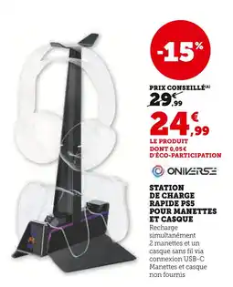 Hyper U Station de charge rapide PS5 pour manettes et casque offre