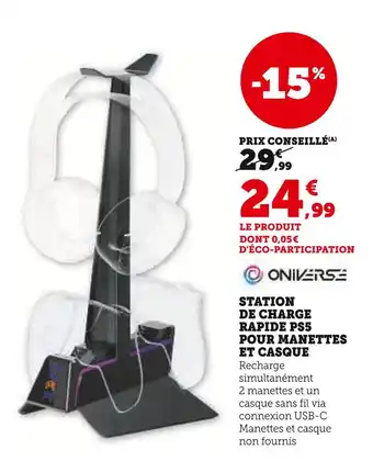 Hyper U Station de charge rapide PS5 pour manettes et casque offre