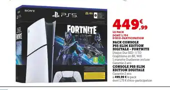 Hyper U Sony Pack Console PS5 Slim Edition Digitale - Fortnite offre