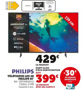 Hyper U PHILIPS Téléviseur LED 4K offre