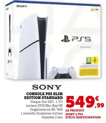Hyper U SONY Console PS5 Slim Edition Standard offre