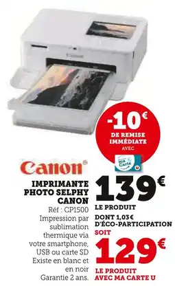 Hyper U Canon Imprimante Photo Selphy offre