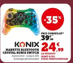 Hyper U KONIX Manette bluetooth crystal switch offre
