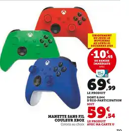 Hyper U XBOX Manette sans fil couleur offre
