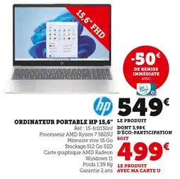 Hyper U HP Ordinateur portable HP 15,6 offre