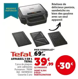 Hyper U TEFAL Appareil 3 en 1 offre