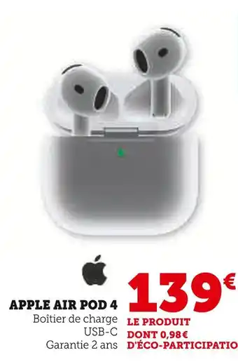 Hyper U Apple Air Pod 4 offre