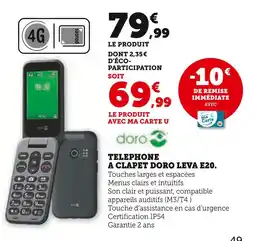 Hyper U Doro Telephone à clapet Doro Leva E20 offre