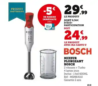 Hyper U Bosch Mixeur plongeant offre