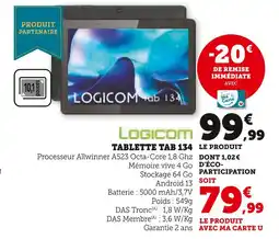 Hyper U LOGICOM Tablette tab 134 offre